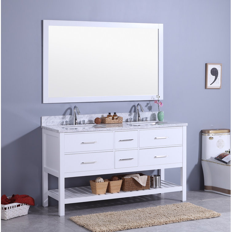 Breakwater Bay Rawson 61" Double Bathroom Vanity Set with Mirror Wayfair